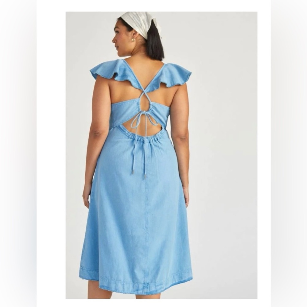 PILCRO Anthropologie Cottagecore Flutter Sleeve Midi Dress Size Large - Picture 8 of 9